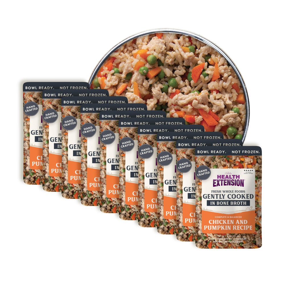 Health Extension: comida para perro lista para servir con pollo y calabaza.