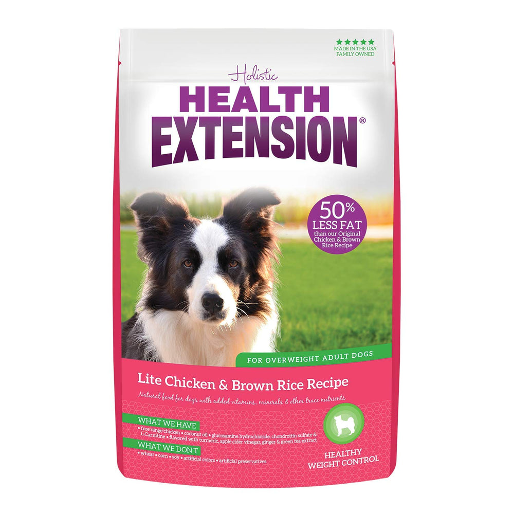 Health Extension Lite: empaque de croquetas de pollo y arroz para control de peso.