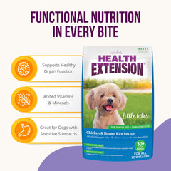 Health Extension Little Bites: croqueta de tamaño pequeño, ideal para razas toy.