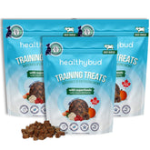 healthybud mini-entrenamiento para perros: paquete visible como recompensa durante el adiestramiento