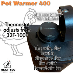 Heat Tec calor seco para espacios de hasta 100 pies cúbicos.