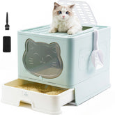 HelloMiao caja de arena con tapa y espacio amplio para gatos grandes