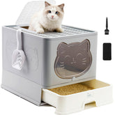 HelloMiao caja-arena-cubierta-frontal, privacidad y control de olores para tu gato