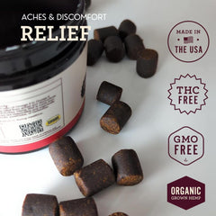Hemp Well Relief, sabor suave y orgánico para perros activos.