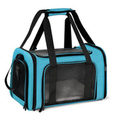Henkelion bolsa transporte mascotas azul, ideal para viajes de gatos y perros pequeños.