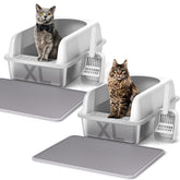 Henkelion caja de arena de acero inoxidable con tapa alta para gatos grandes.