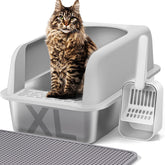 Henkelion caja de arena para gatos con tapa alta, ideal para mascotas grandes.