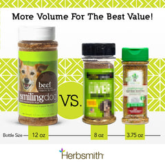 Herbsmith Kibble Seasoning con frutas y verduras para sabor y nutrición.