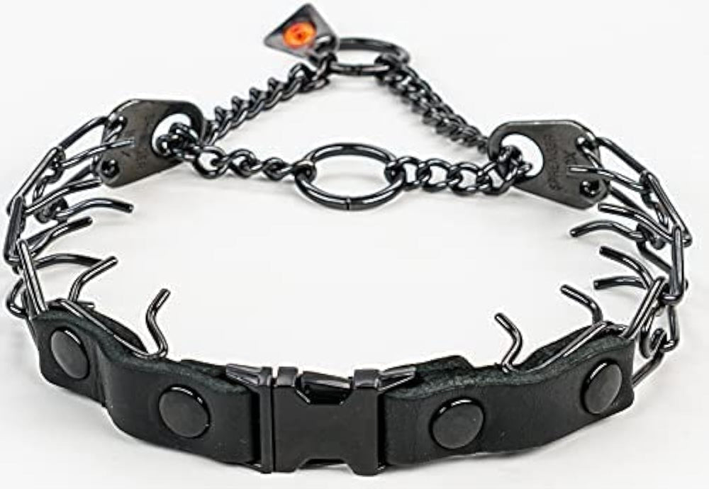 Collar Herm Sprenger con cierre de liberación rápida, negro y resistente para entrenamiento diario.