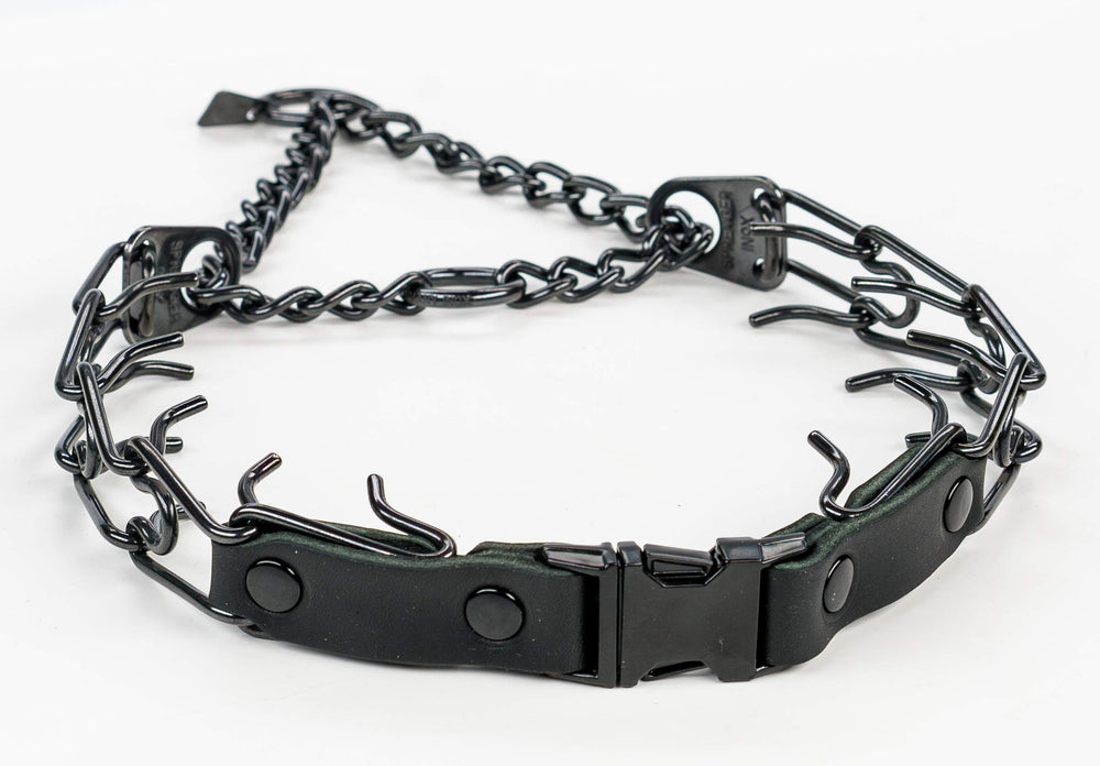 Collar Herm Sprenger de cierre rápido negro para entrenamiento seguro y cómodo.