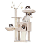 Hey-brother torre de gato con rascador de postes desmontables para juego y cuidado de uñas
