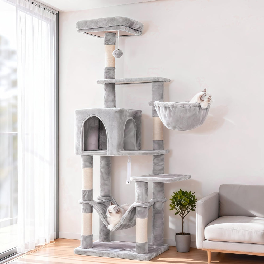Hey-brother torre-gato varios-niveles: torre estable para gatos que estimula juego y descanso en casa.