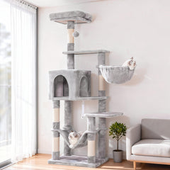 Hey-brother torre-gato varios-niveles: torre estable para gatos que estimula juego y descanso en casa.