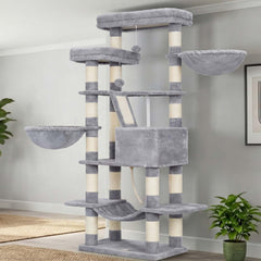 Heybly árbol para gatos 68 pulgadas, plataforma superior amplia para descanso y observación.