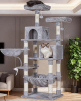 Heybly arbol gatos 70 pulgadas, vista general segura para felinos activos