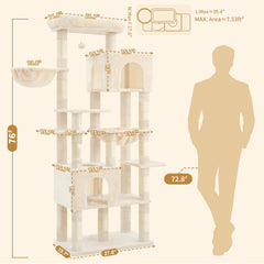 Heybly árbol para gatos 76 pulgadas: base amplia para estabilidad durante el juego