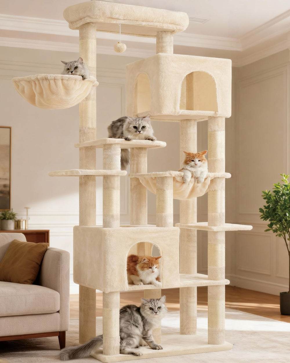Heybly árbol para gatos 76 pulgadas: plataforma superior amplia para descanso y observación