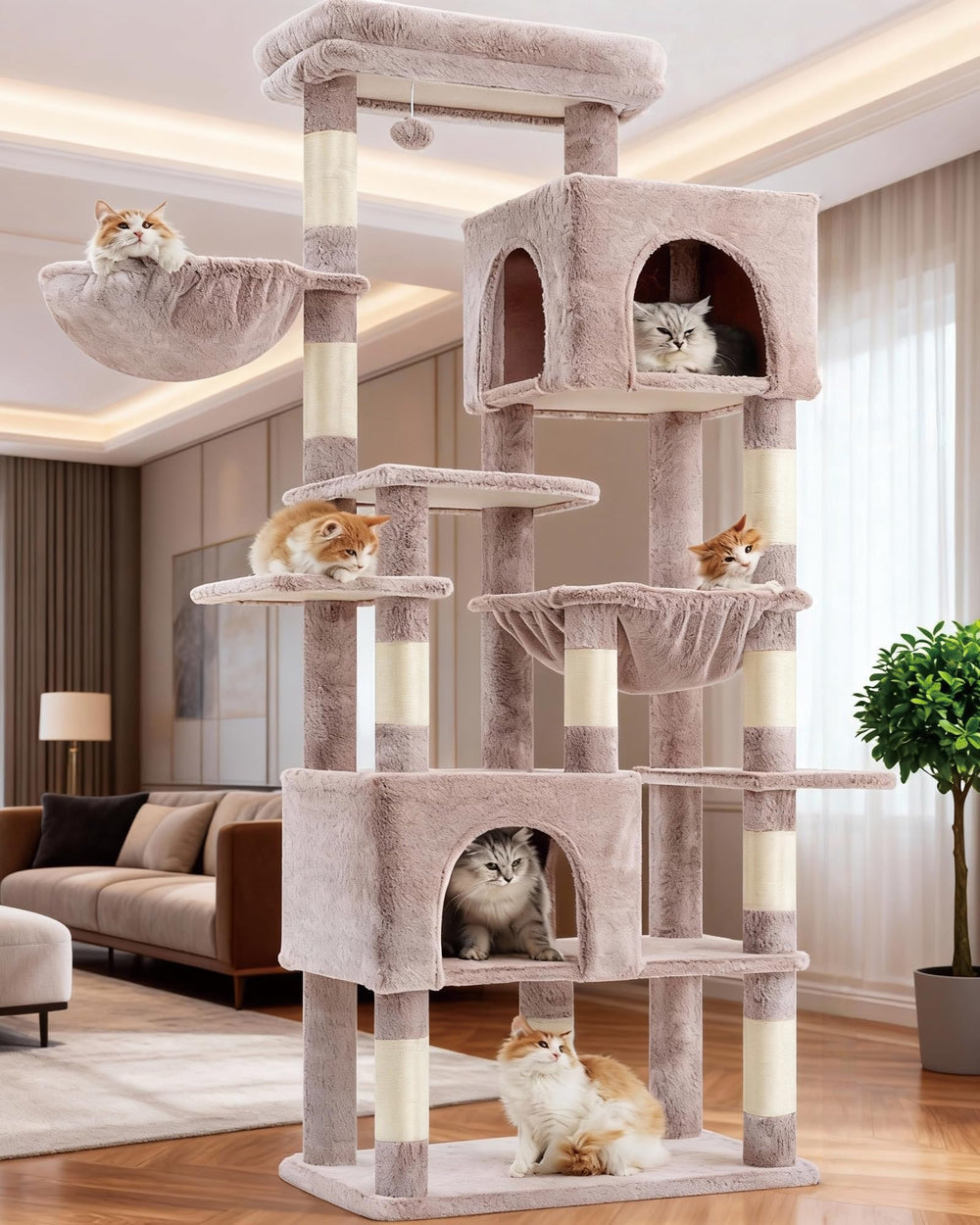 Heybly árbol-gatos 76 pulgadas, plataforma superior para descanso y observación