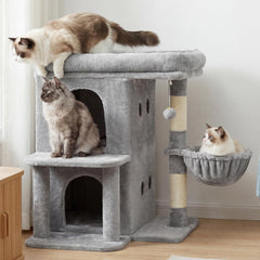 Heybly torre para gatos grandes con dos compartimentos privados
