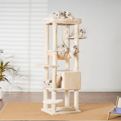 Heybly árbol para gatos, zona superior acolchada, perfecta para siestas elevadas.