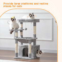 Heybly árbol para gatos con cesta grande, ideal para estirarse y relajarse.