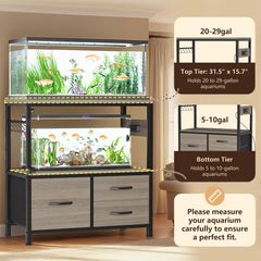 Heybly soporte acuario con enchufes integrados y USB para organización eléctrica.