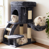 Heybly torre-gato con plataforma superior de felpa para descanso cómodo