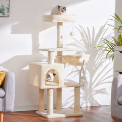 Heybly torre para gatos interior beige: facilita trepar y observar desde la cima.