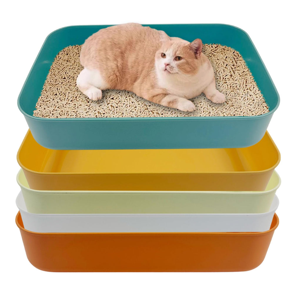 HFYZZ bandeja amarilla para gatitos, fácil limpieza y bajo acceso.