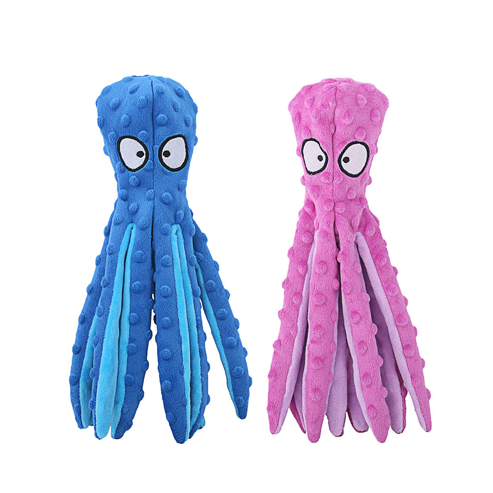 Juguete HGB Pulpo sin relleno con sonido crujiente, diversión texturizada para perros.