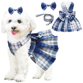 Vestido para perro HhiMyOct con plaid, lazo grande y perlas para un look encantador.