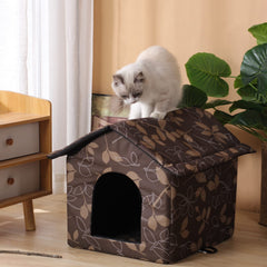 HHONG RI SHENG casa gato exterior detalle pliegue: diseño plegable facilita limpieza y almacenamiento.