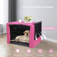 HiCaptain funda para jaula de perros 48 rosa, ventilación óptima para el confort diario.