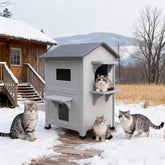HiCaptain casa-gato exterior 2-pisos-aislada: refugio cálido para gatos ferales.