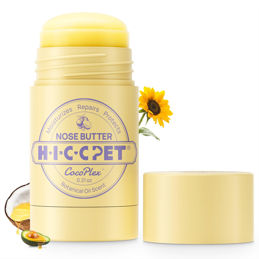 Bálsamo nasal HICC PET para perros, envase práctico para hidratación rápida.