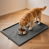 Almohadilla HICOOI para comida de perros, vista frontal, mantiene el bol estable durante la comida