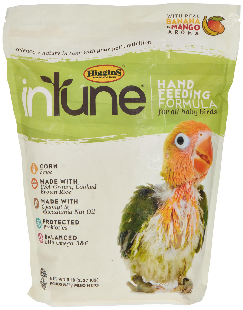 Higgins Intune, fórmula natural para aves crías, lista para alimentar a mano