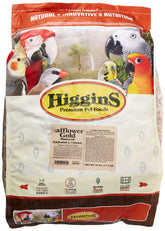 Higgins Oro de Cártamo para conuro y cotorra, bolsa de 25 libras, nutrición balanceada.