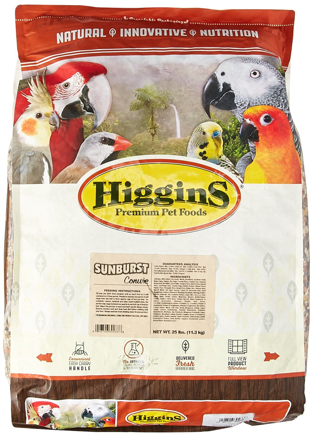 Higgins Sunburst para Conure: alimento de 25 libras para una dieta equilibrada.