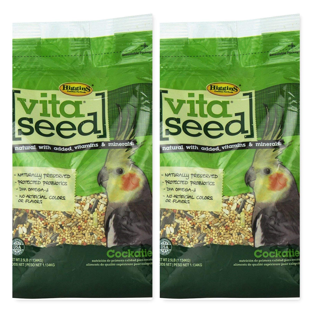 Higgins Vita Seed para cacatua, bolsa doble de 2,5 lb, mezcla natural con probióticos digestivos.