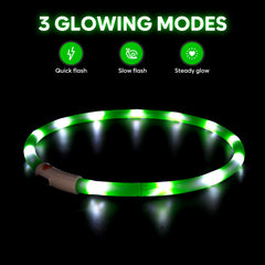 Higo collar LED ajustable 11–27 pulgadas para distintas razas