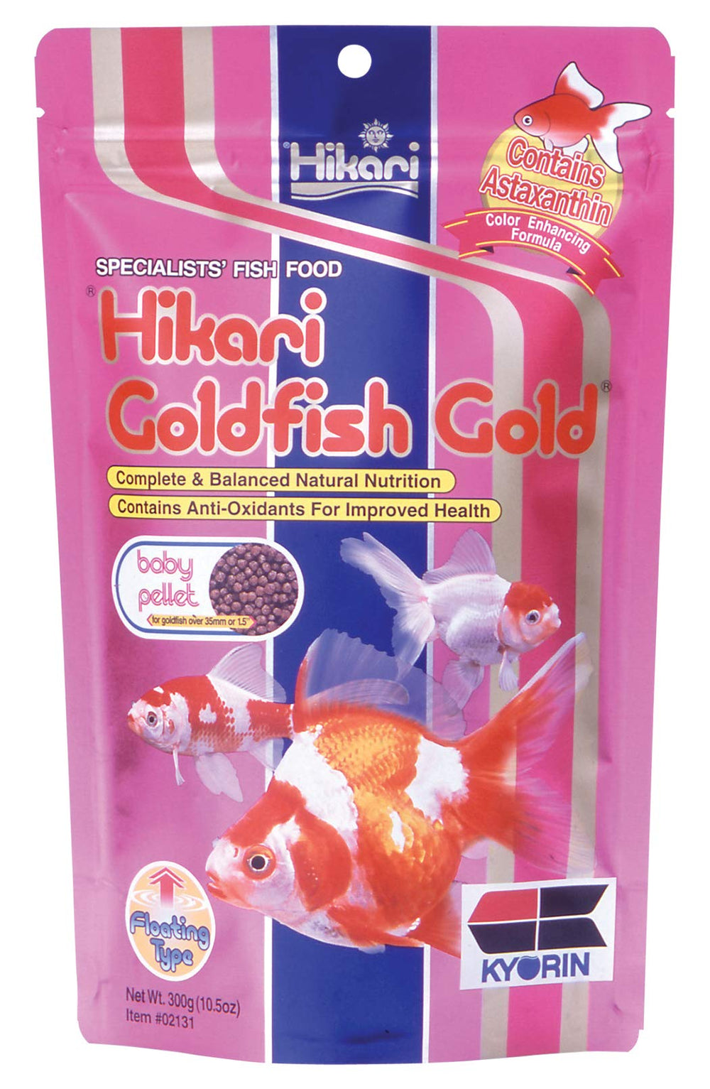 Hikari Gold alimento para pez dorado bebé, pellet en frente, nutrición para crías