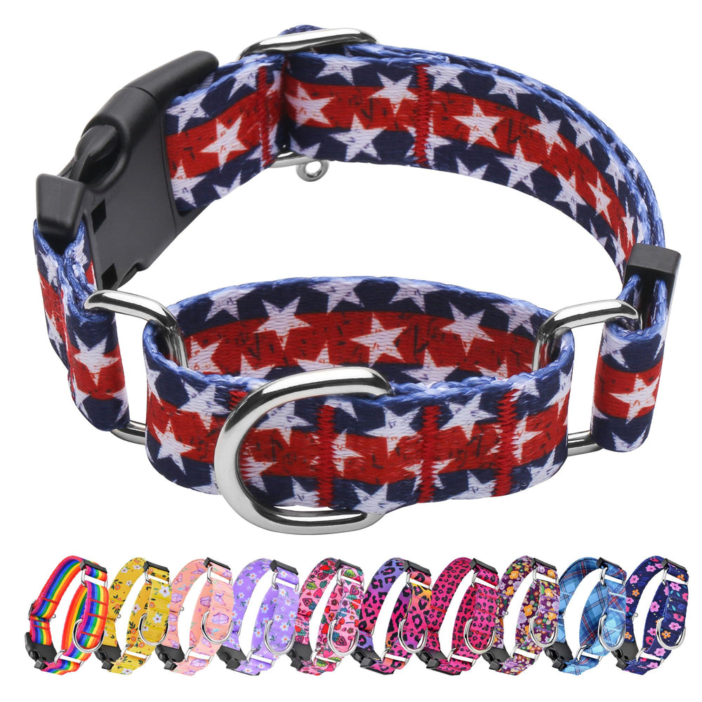 Hikiko collar martingale con bandera americana y estrella, ideal para paseos diarios con estilo.