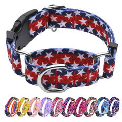 Hikiko collar martingale con bandera americana y estrella, ideal para paseos diarios con estilo.