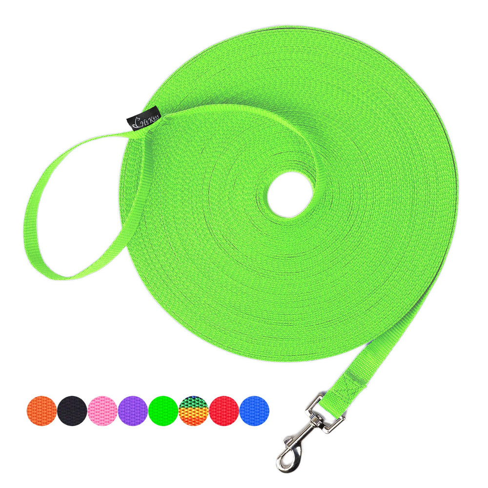 Hi Kiss correa de entrenamiento para perro, enfoque en la longitud de 30 pies para ejercicios de distancia.