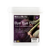 Hilton Herbs Bye Bye Fly granulos de ajo, envase 4.4 lb, apoyo digestivo para caballos.