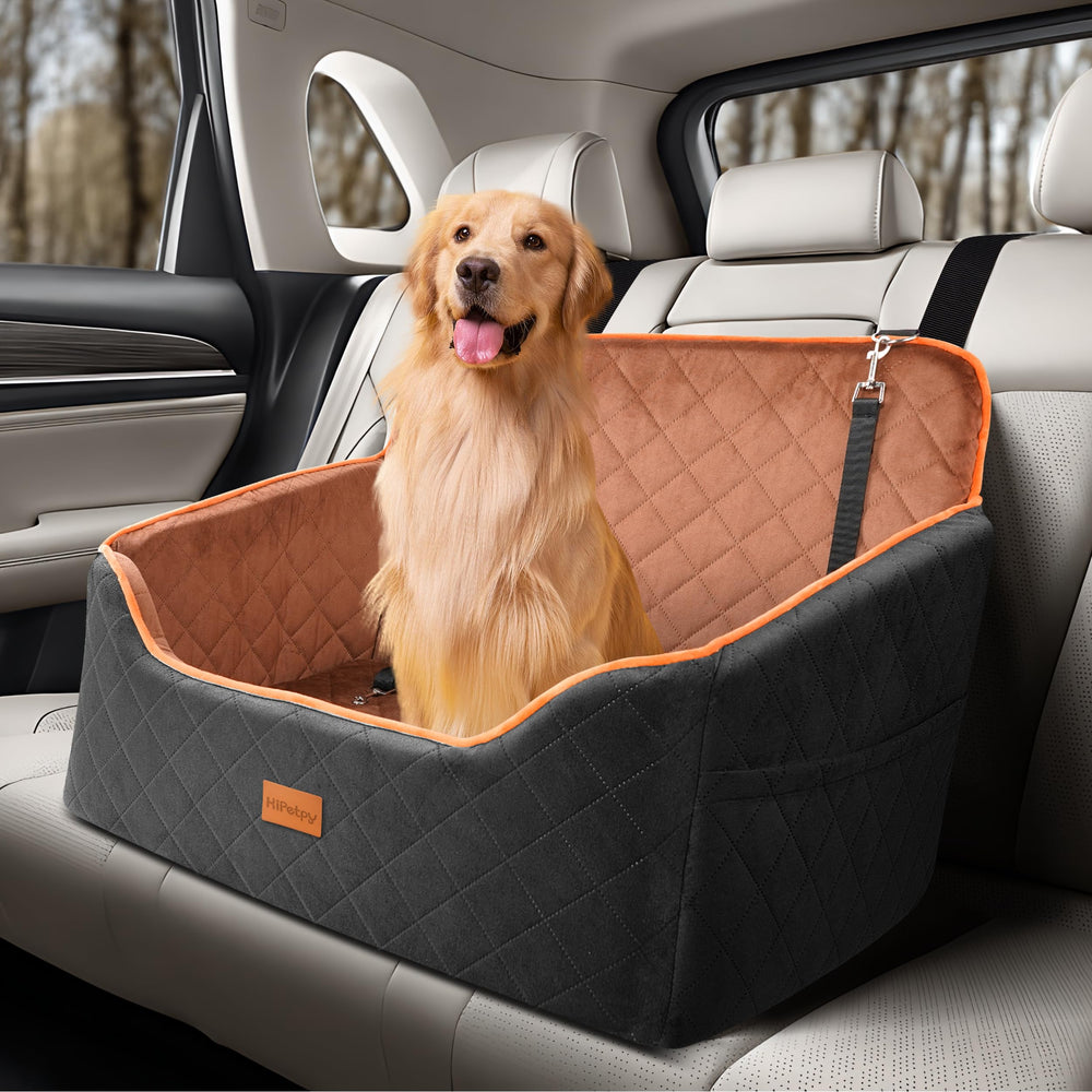 HiPetpy asiento elevado para perros en coche ofrece confort y seguridad.