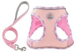 Hipubby arnés para perro en malla aire rosa, cómodo y ligero para paseos diarios.