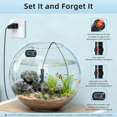 HiTauing calentador de acuario 200W, tubo de vidrio grueso y carcasa duradera.