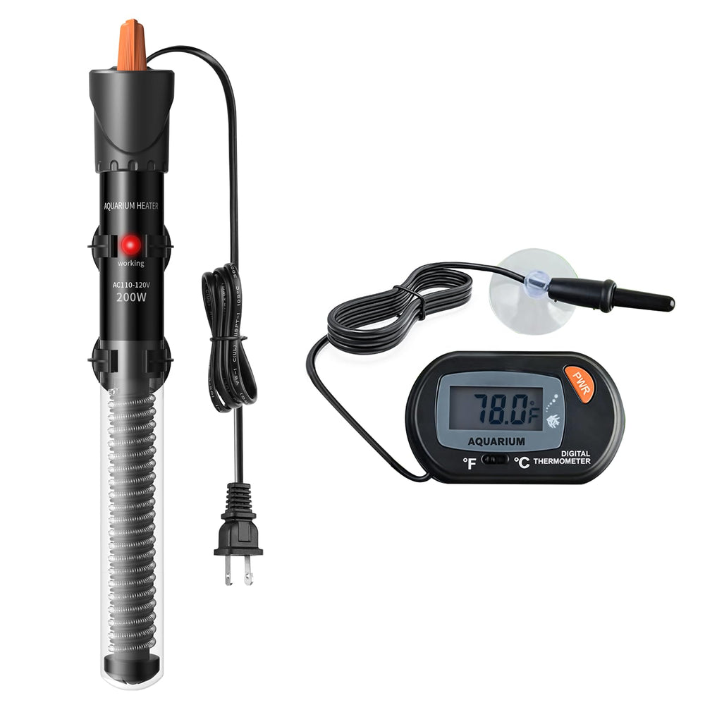 HiTauing calentador de acuario 200W para tanques de 114 a 190 litros.
